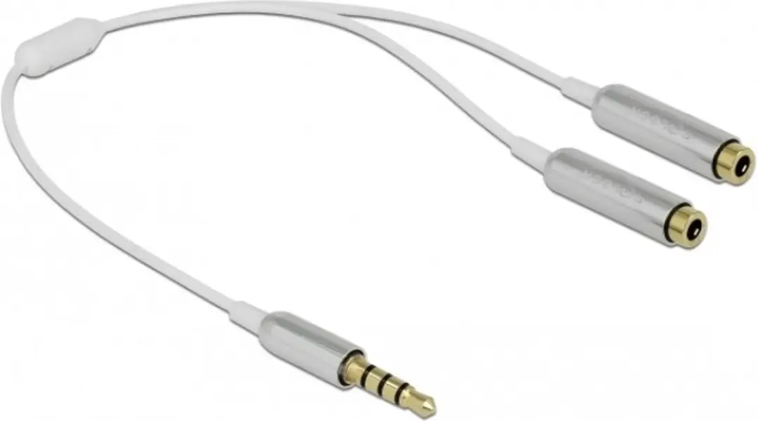 Delock 3,5mm Jack 4-polig Audio Splitter - 0,25m - Wit