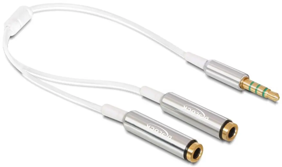 Delock 3,5mm Jack 4-polig Audio Splitter - 0,25m - Wit