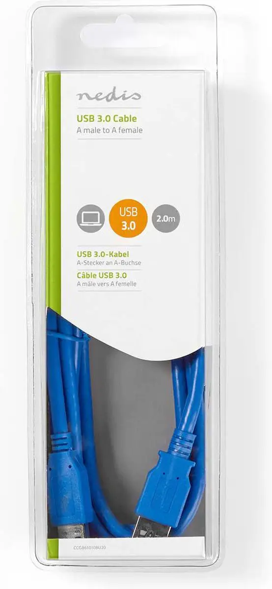 Nedis USB 3.2 Gen 1 A-A Kabel 5Gbps 2m - Blauw