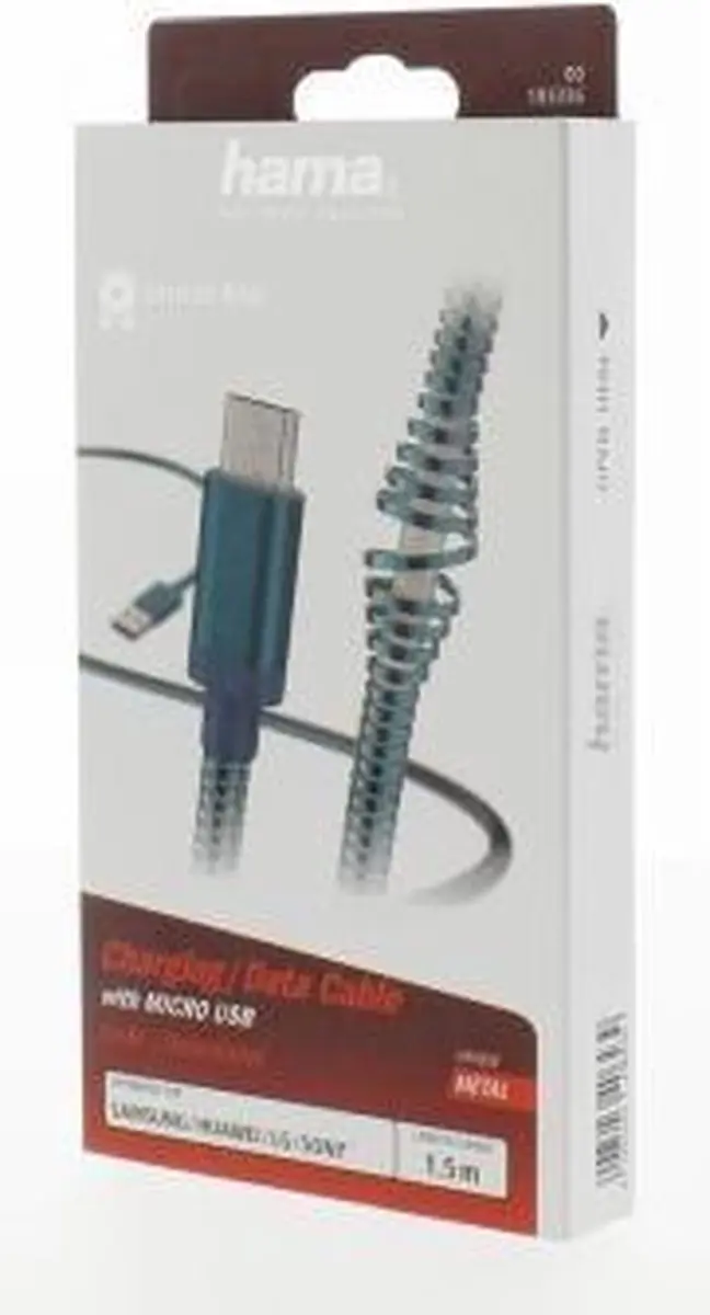 Hama Metall Oplaadkabel micro-USB 1,5m - Blauw