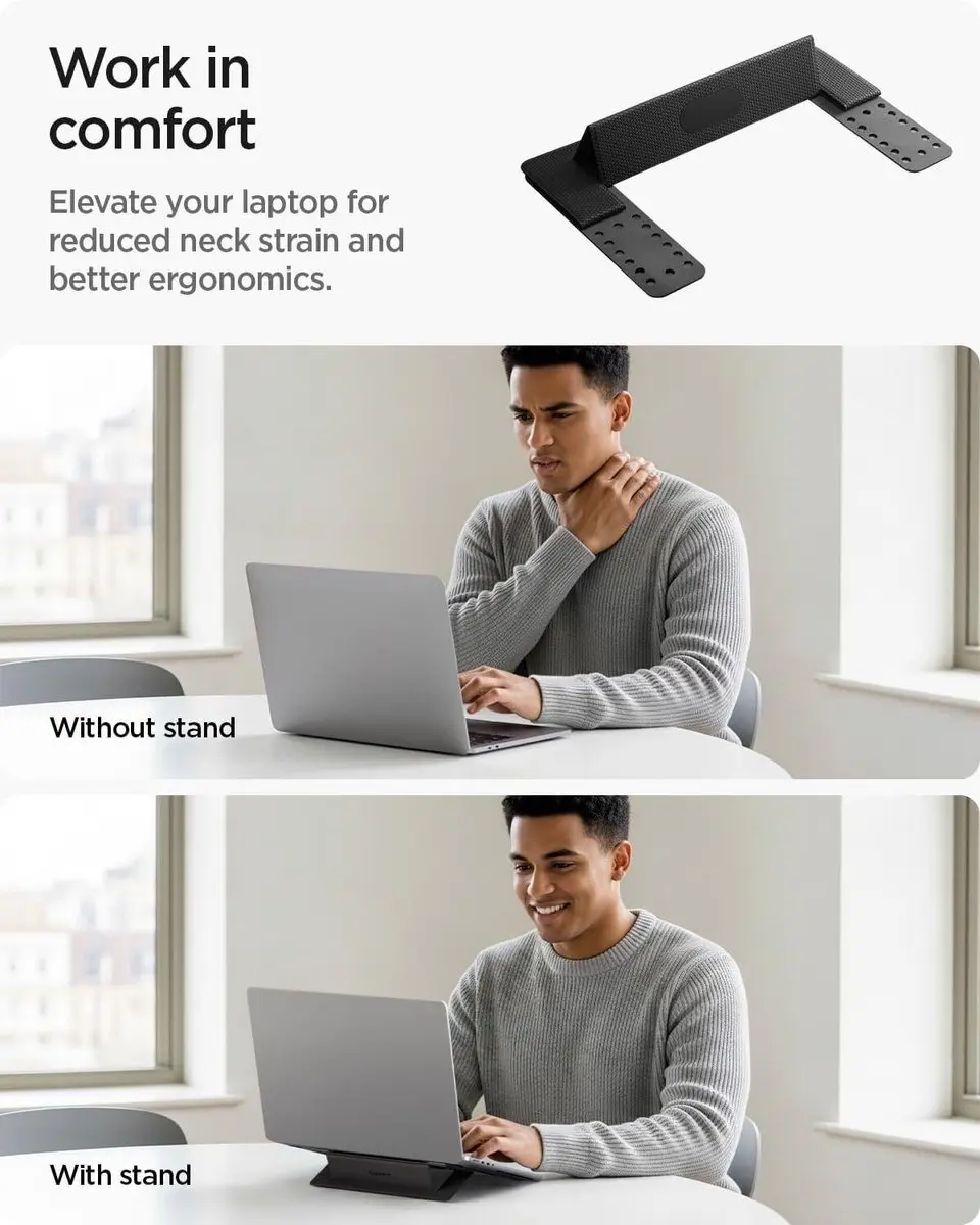 Spigen SlimFold AMP10401 Laptopstandaard 16" - Zwart - afbeelding 6 van 6