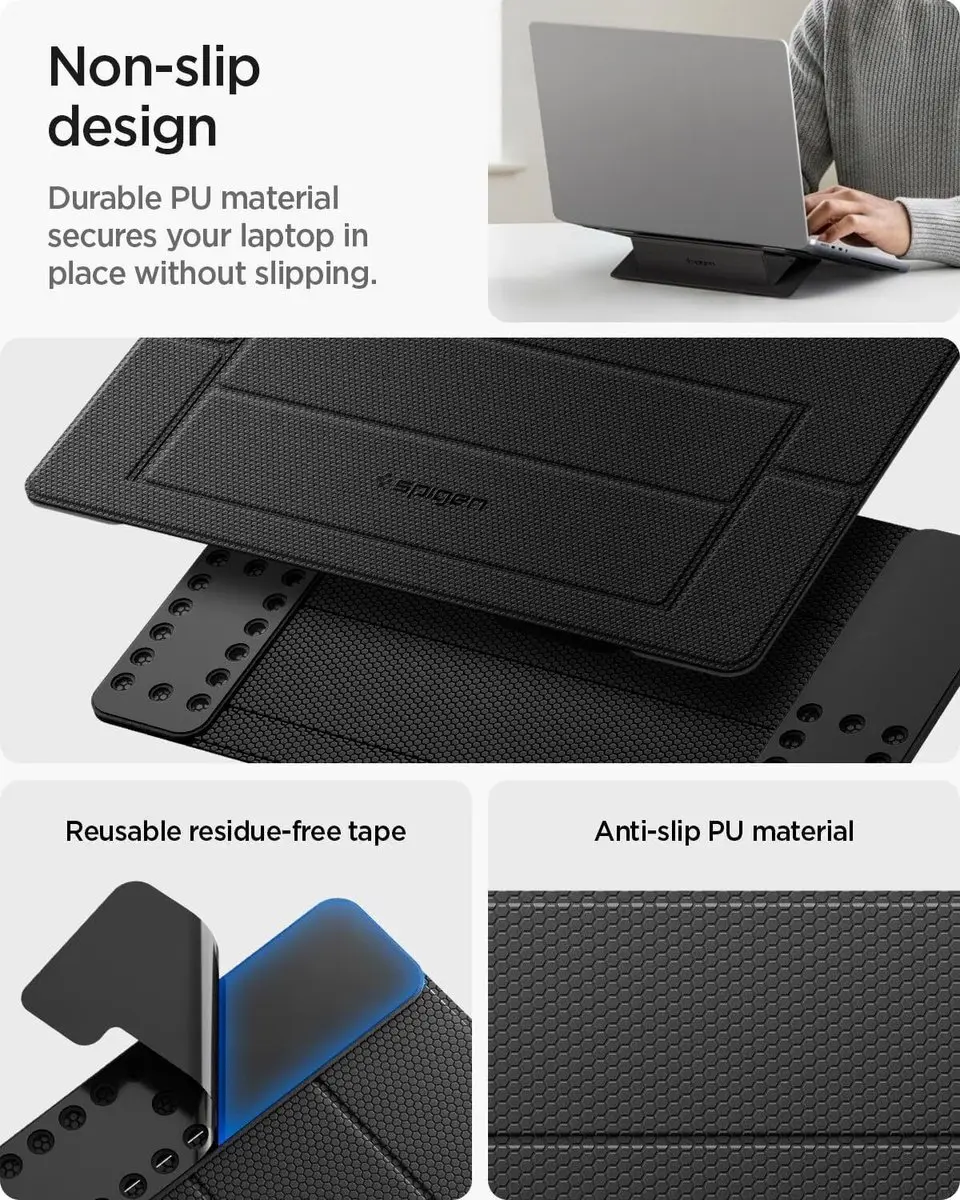Spigen SlimFold AMP10401 Laptopstandaard 16" - Zwart