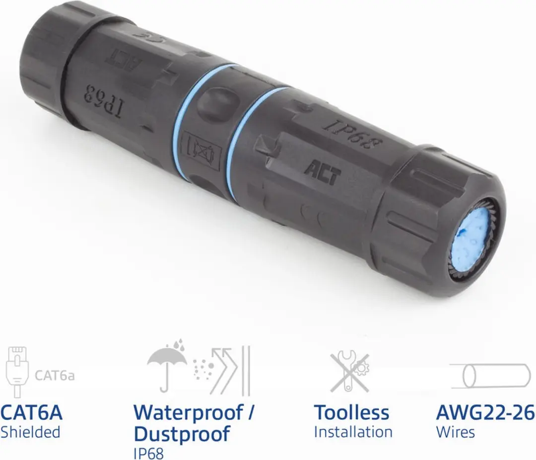 ACT Outdoor CAT6A Koppelstuk SD6521 - IP68 - Zwart