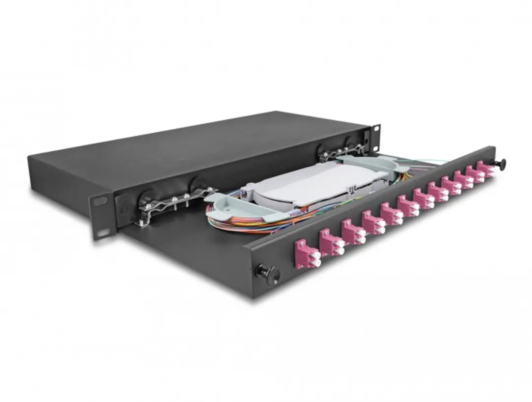 Delock 19" Optische Fiber Splice Box 12xLC OM4 - 1U - Zwart