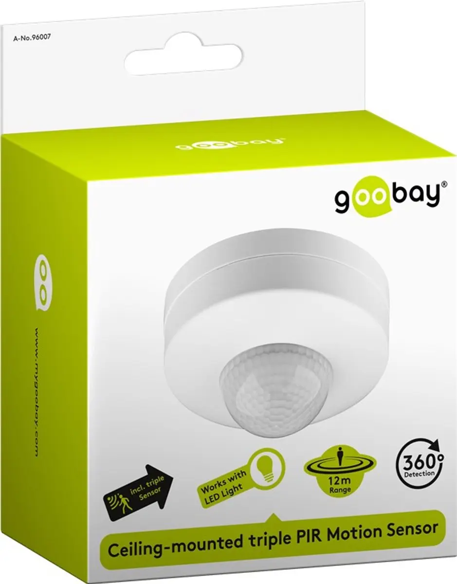Goobay PIR Bewegingsensor 96007 - 12m Bereik - Wit