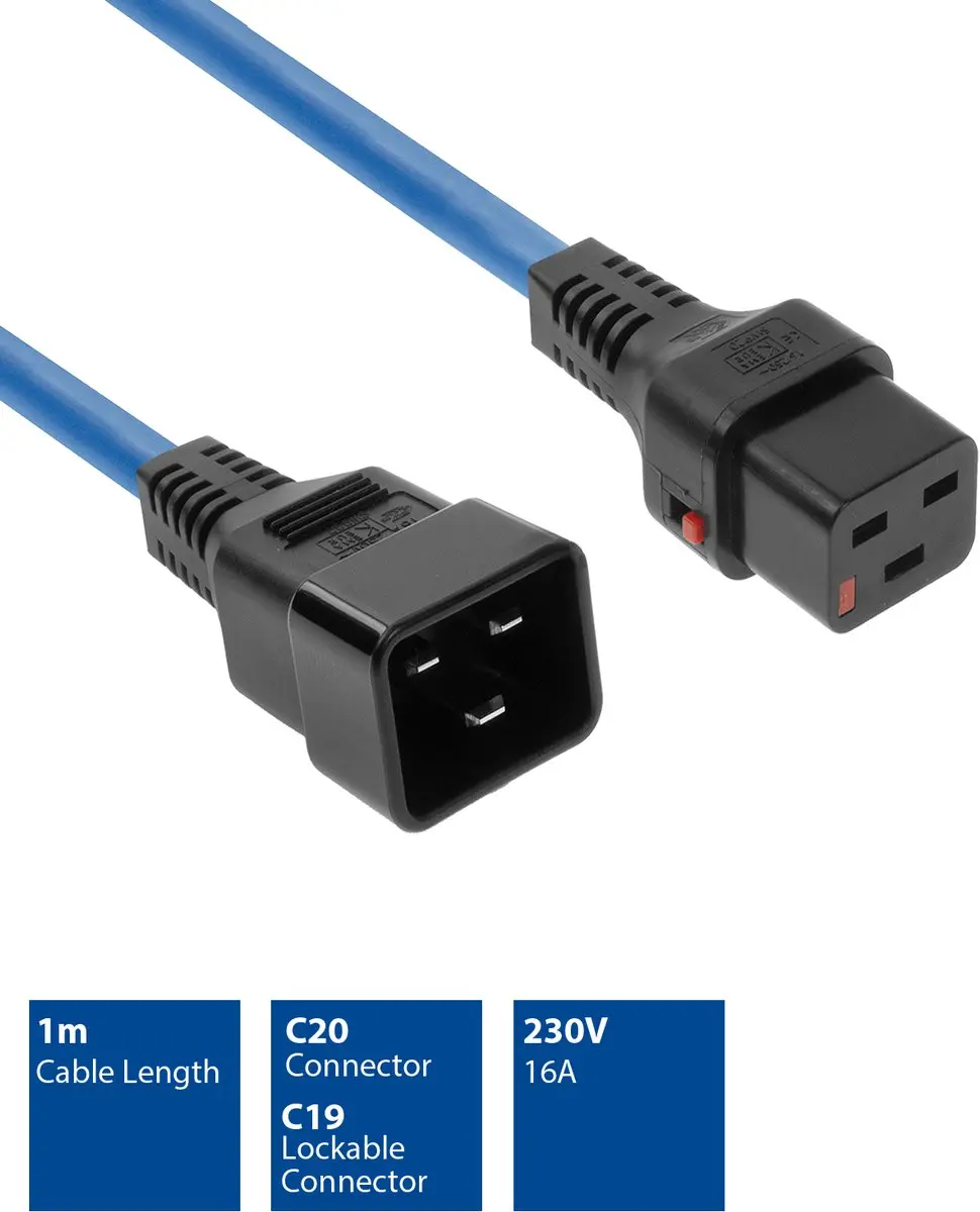 ACT PC1357 AK5205 Netsnoer C19-C20 1m - Blauw