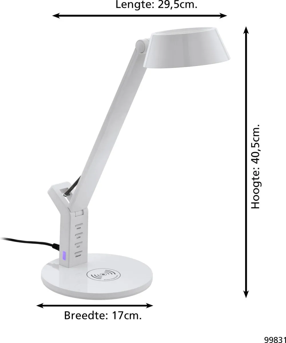 Eglo Banderalo Tafellamp LED Qi - 40,5 cm - Wit - afbeelding 6 van 6