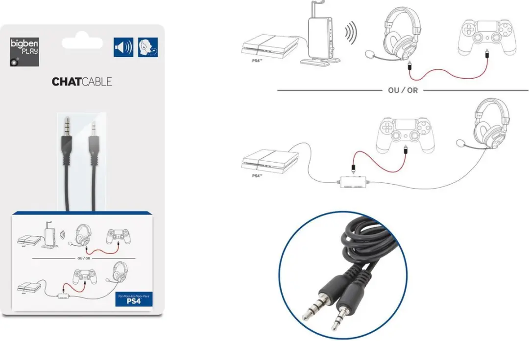 BigBen PlayStation 4 Chat Kabel - Zwart