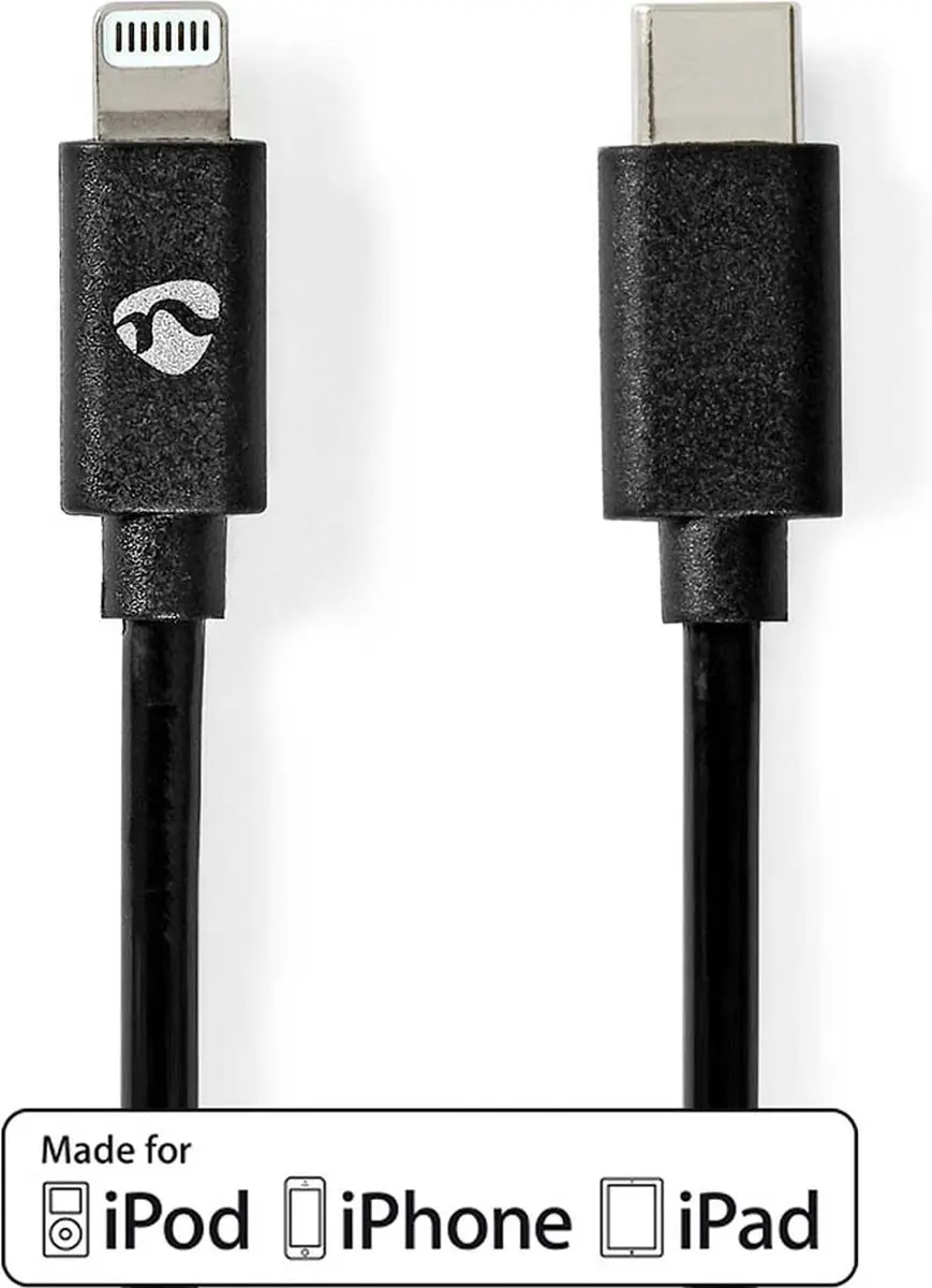 Nedis Lightning Kabel USB-C 8-Pins 1m - Zwart