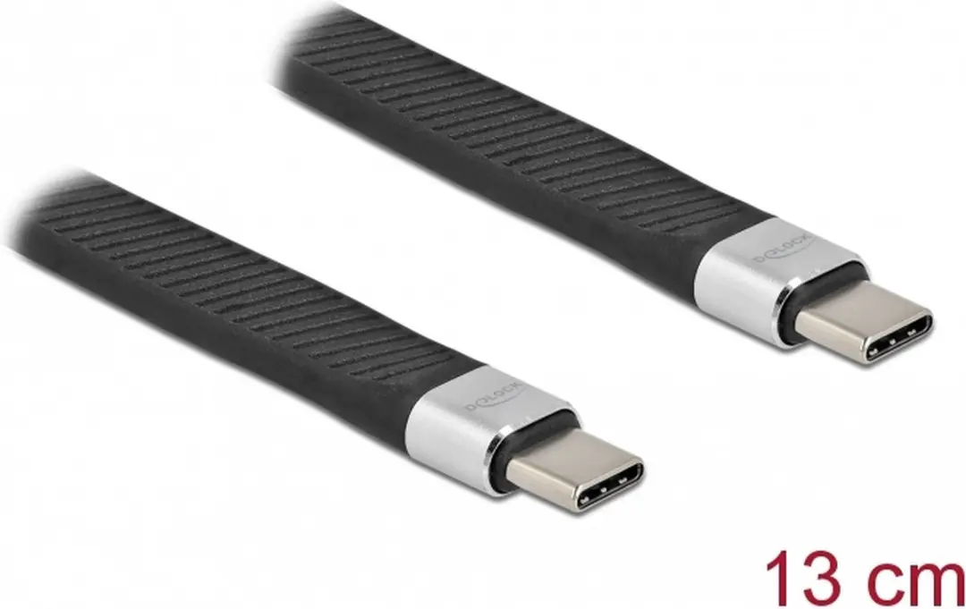 Delock USB-C naar USB-C Siliconen Kabel 86940 - 0,10m - USB 2.0 - 20V/5A