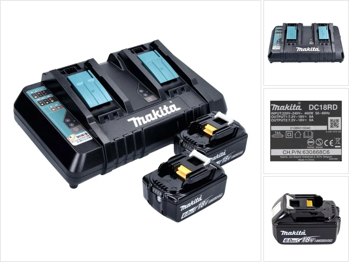 Makita Power Source Kit 199484-8 - 2x BL1860B 6000mAh