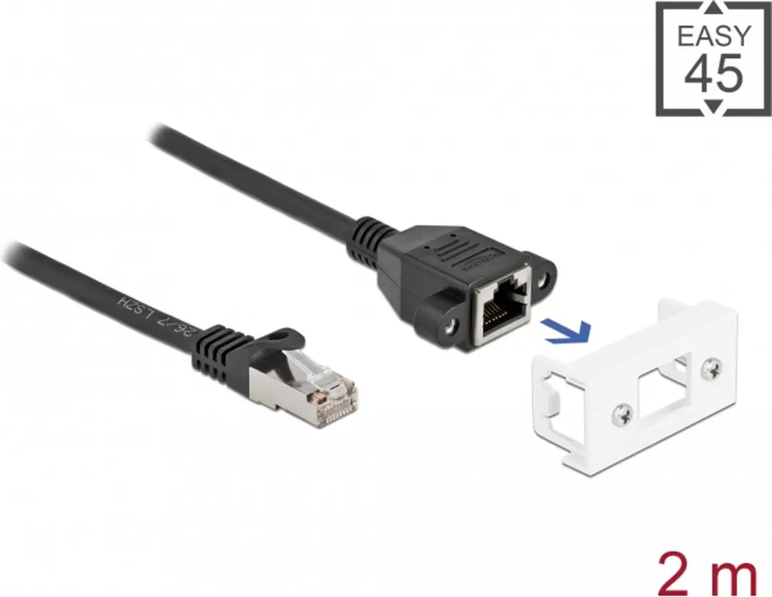 Delock Network Extension Kabel Cat.6A 2m - RJ45 S/FTP - Zwart