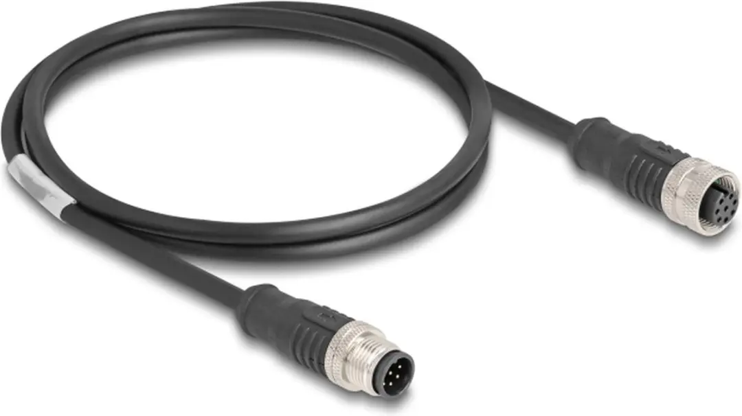 Delock M12 X-coded Kabel 8-pin Male naar RJ45 Male - 5m - Zwart
