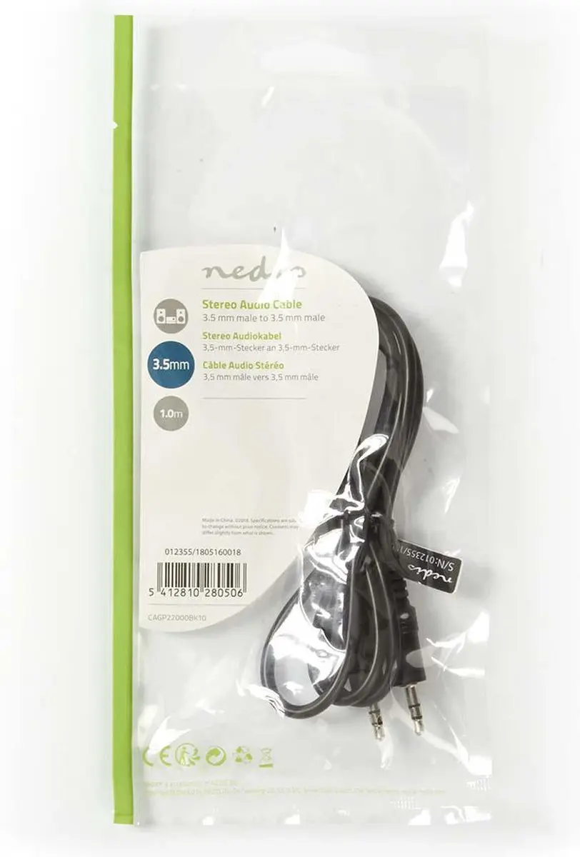 Nedis Stereo-Audiokabel 3,5mm - 1m - Zwart