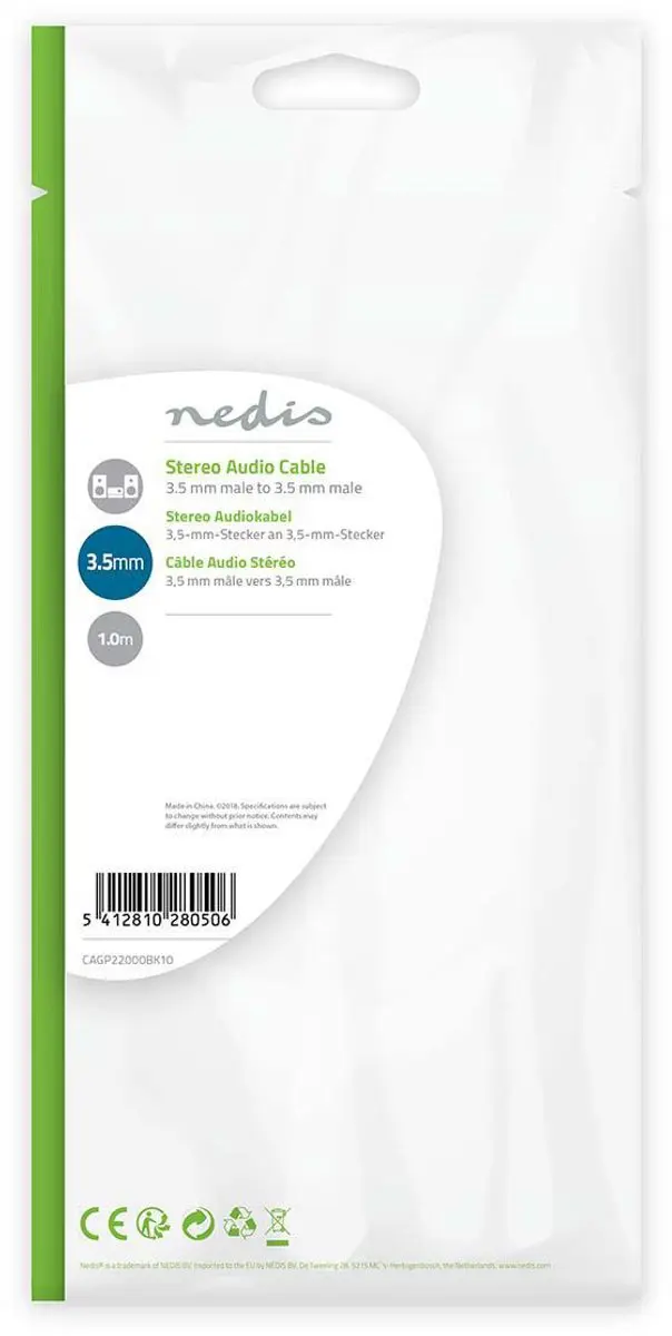 Nedis Stereo-Audiokabel 3,5mm - 1m - Zwart
