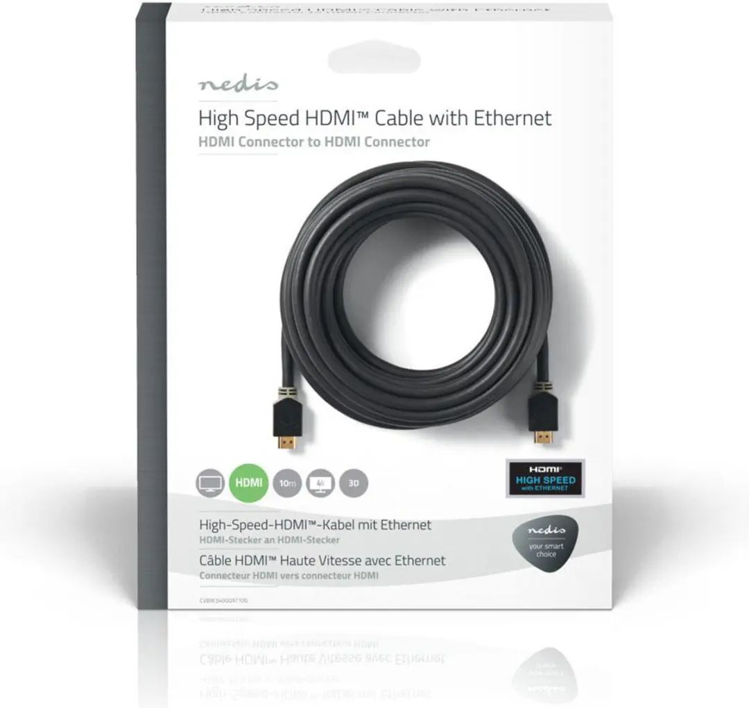 Nedis High Speed HDMI-Kabel CVBW34000AT10 - 4K@60Hz - 1m - Antraciet
