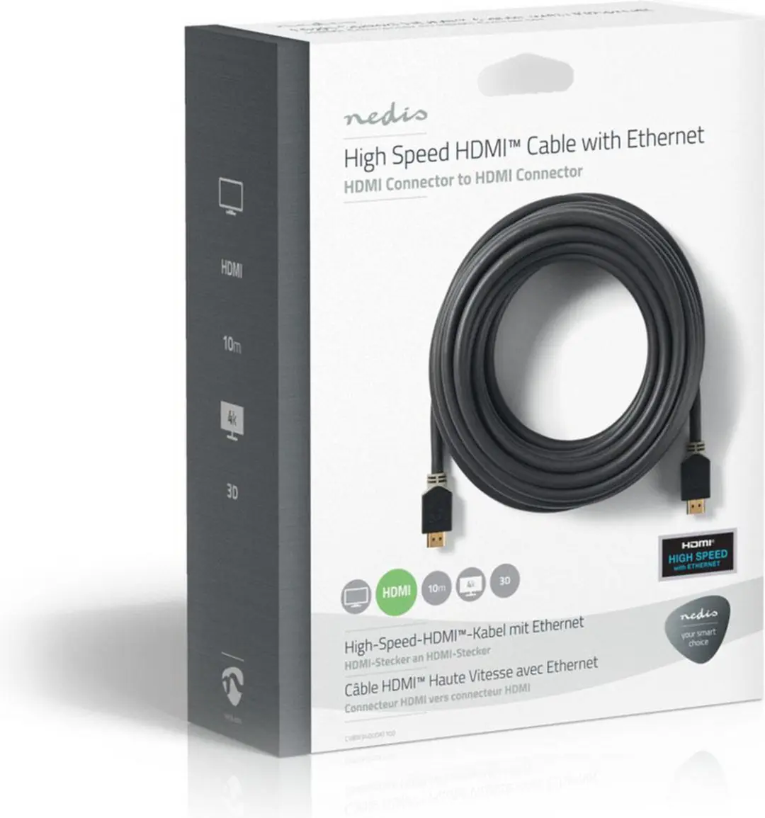 Nedis High Speed HDMI-Kabel CVBW34000AT10 - 4K@60Hz - 1m - Antraciet - afbeelding 6 van 6