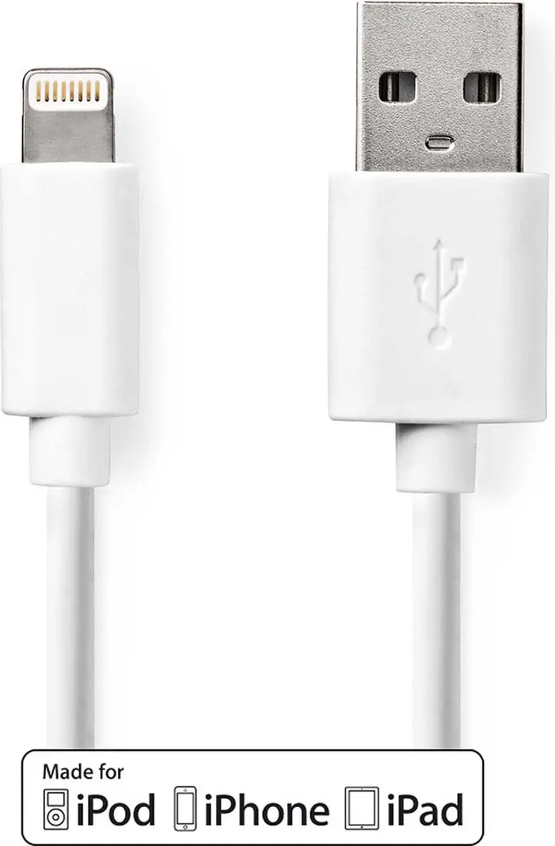Nedis Lightning Kabel USB-A 1m - Wit