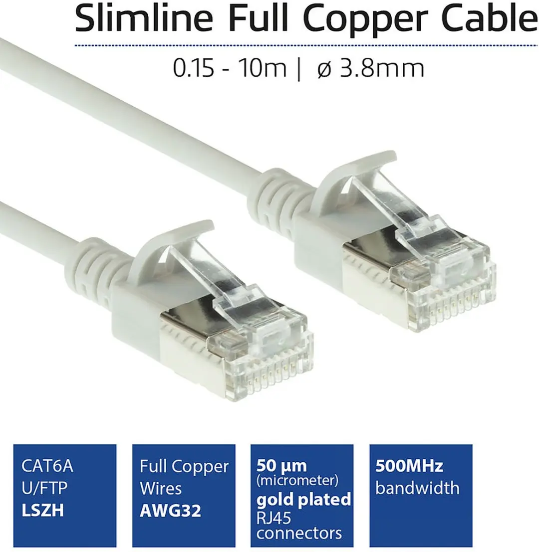 ACT Grijze LSZH U/FTP CAT6A Patchkabel DC7030 - Snagless
