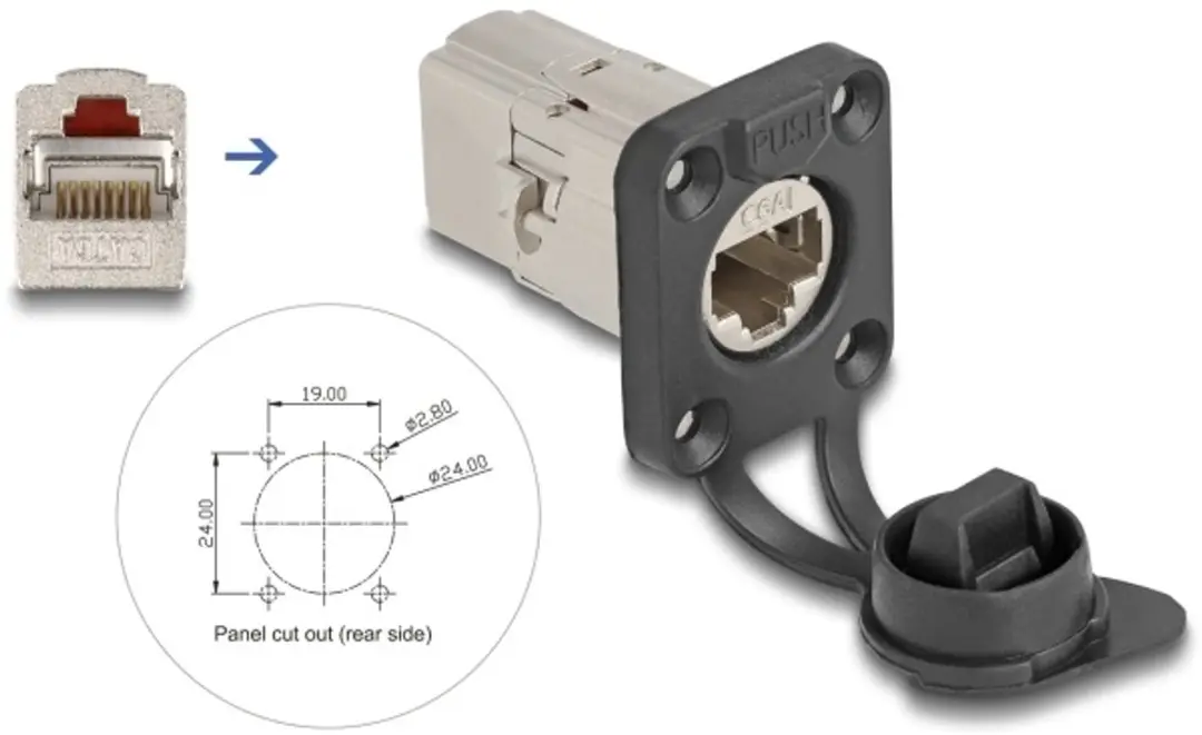 Delock D-Type RJ45 Cat.6A STP IP66 Connector