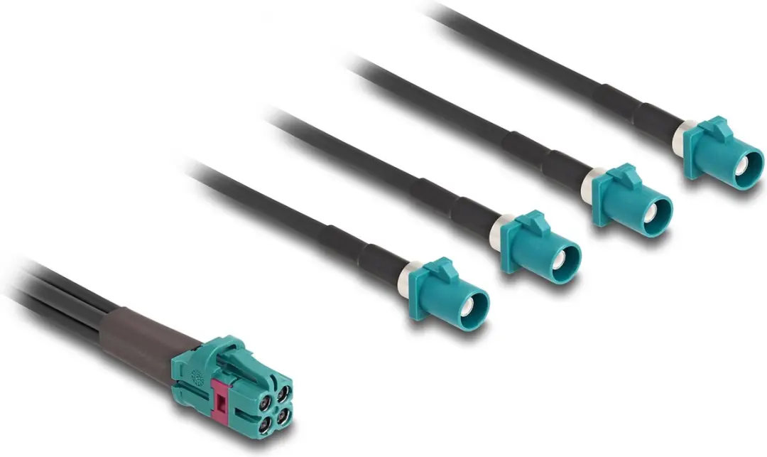 Delock Mini FAKRA Z Jack Quad naar 4x FAKRA Z B-Type - Zwart/Blauw