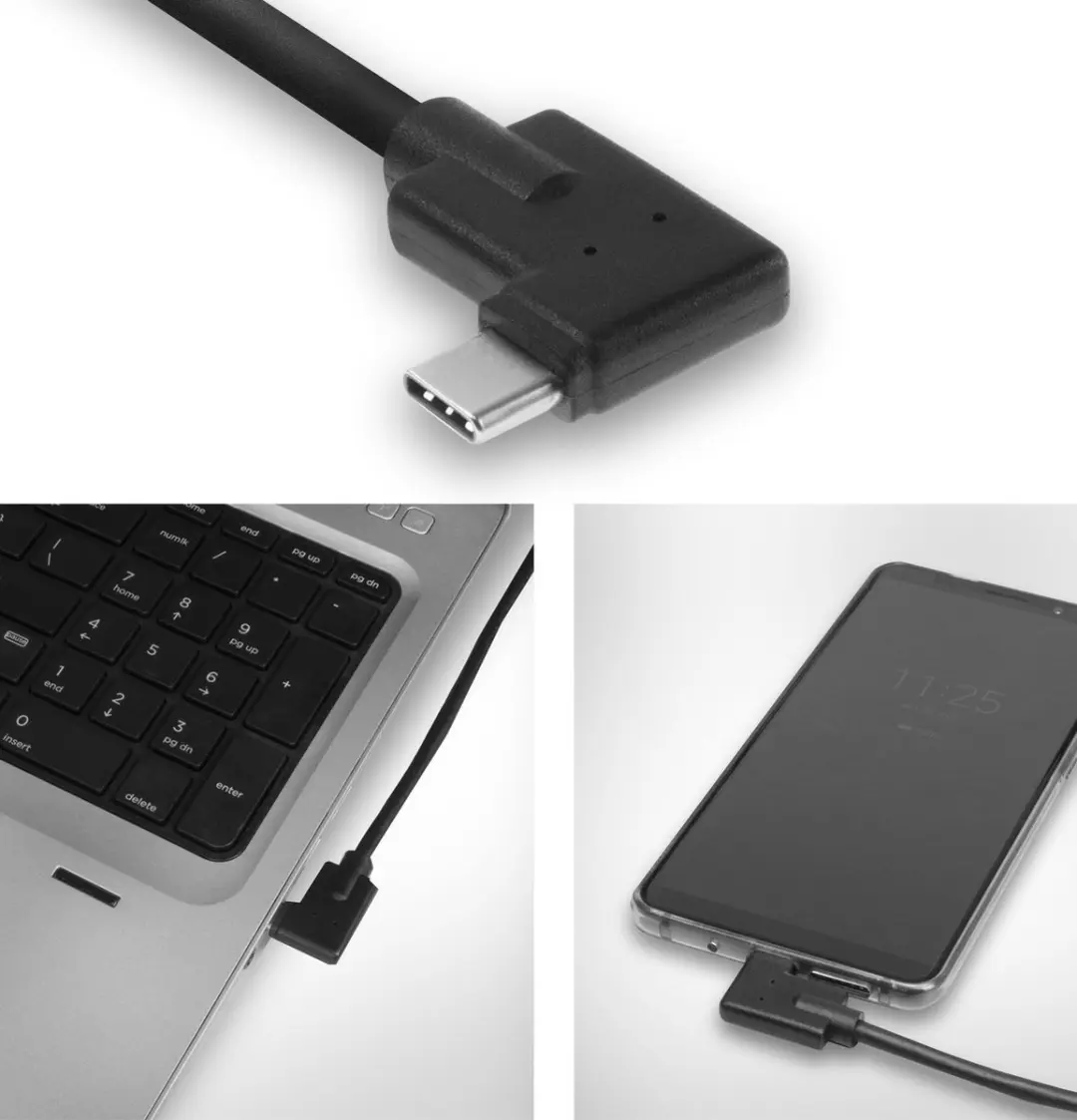 ACT AC7406 USB-C Kabel 90° - 1m - 5Gbps - Zwart