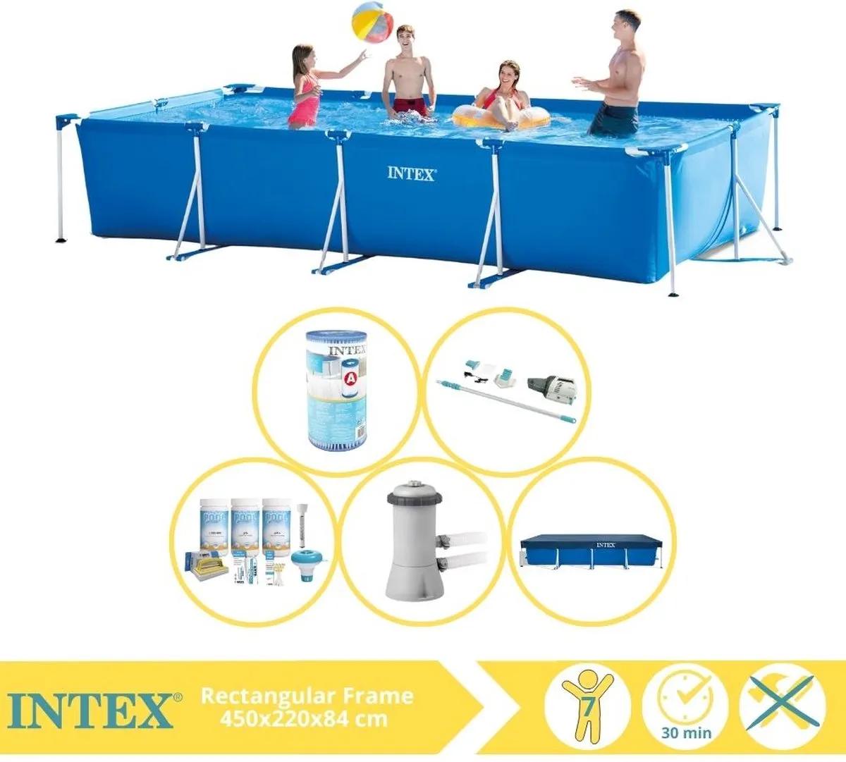 Intex 28273NP Opzetzwembad 450x220x84cm - Blauw/Wit