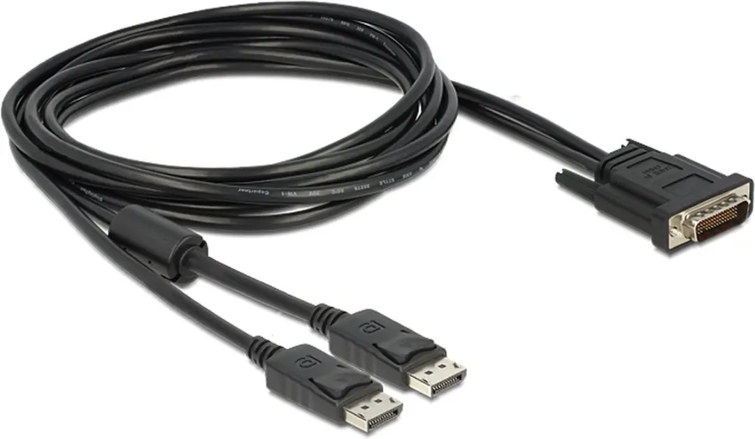 Delock DMS-59 naar 2x DisplayPort Kabel - 2m - Zwart