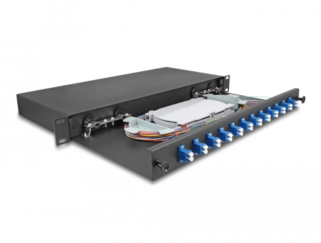 Delock 19" Optische Fiber Splice Box 12xLC Duplex OS2 - 1U - Zwart