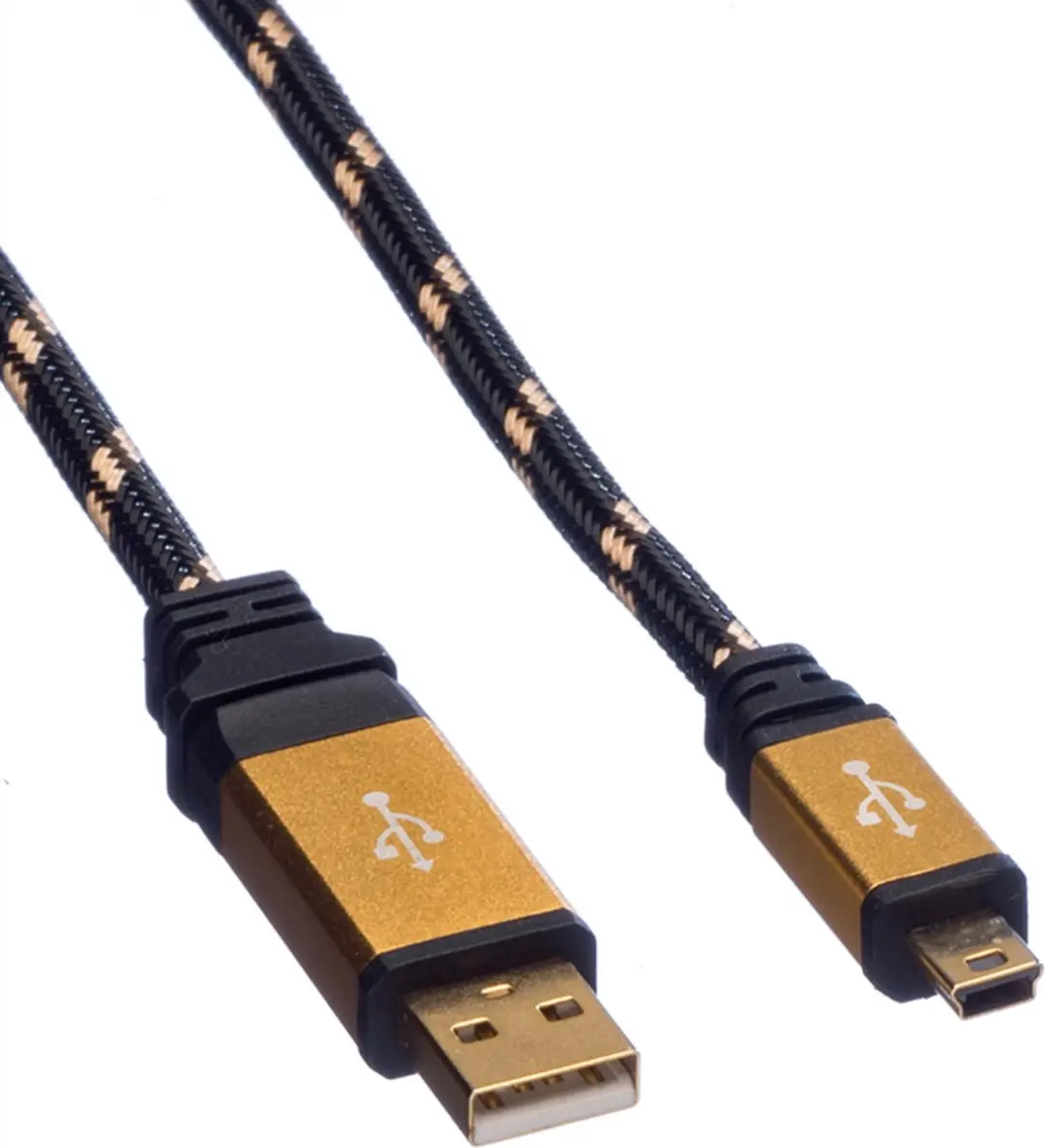 Roline GOLD USB 2.0 Kabel A naar Mini 5-Pin - 3m - Zwart/Goud
