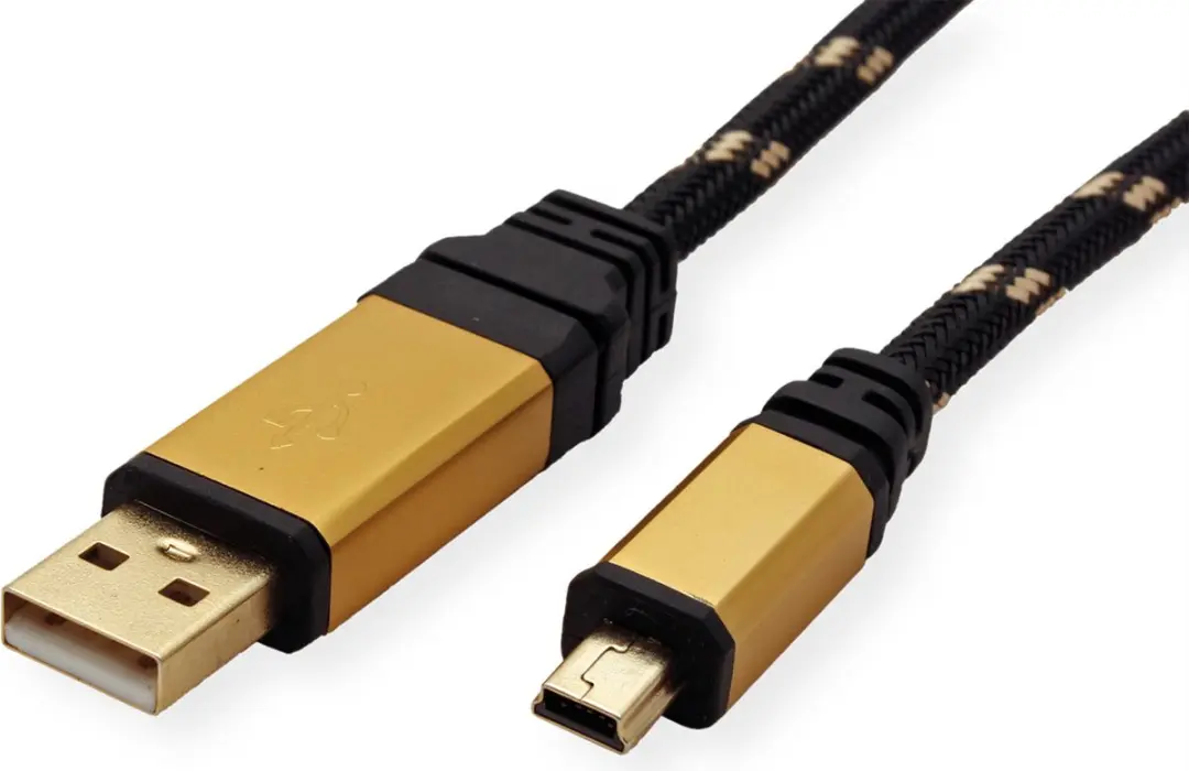 Roline GOLD USB 2.0 Kabel A naar Mini 5-Pin - 3m - Zwart/Goud
