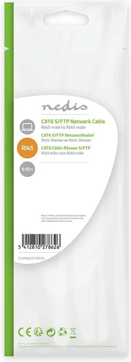 Nedis CAT6 S/FTP RJ45 Kabel 0.15m - Geel