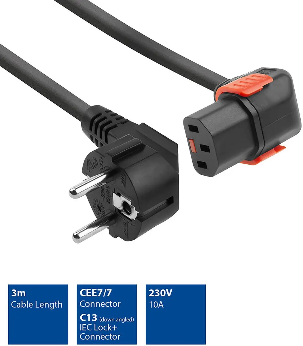 ACT AK5257 Netsnoer Schuko-C13 Lock - 3m - Zwart