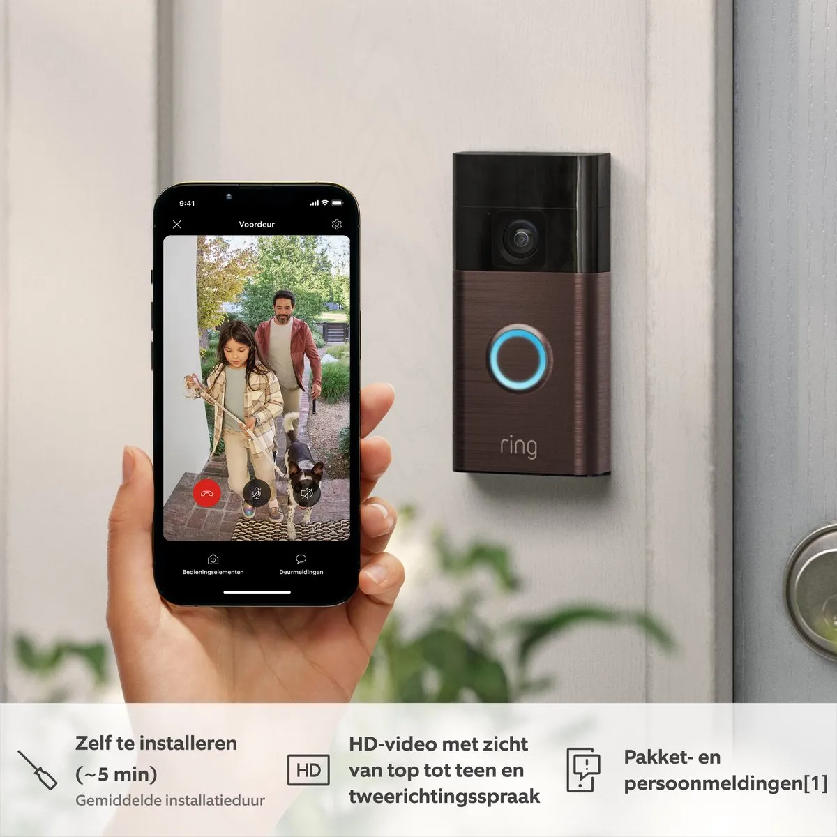 Ring Battery Video Doorbell 1440p Brons