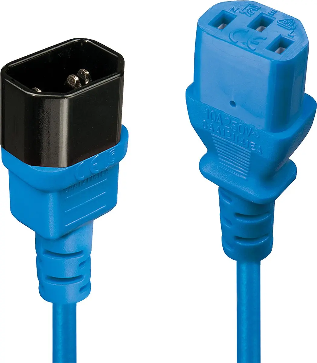 Lindy IEC C13 naar C14 Stroomverlengkabel 1m - Blauw