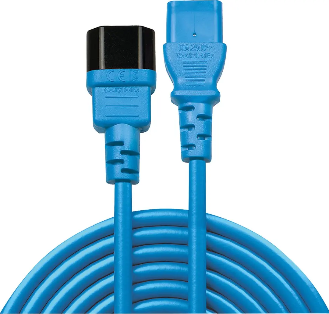 Lindy IEC C13 naar C14 Stroomverlengkabel 1m - Blauw