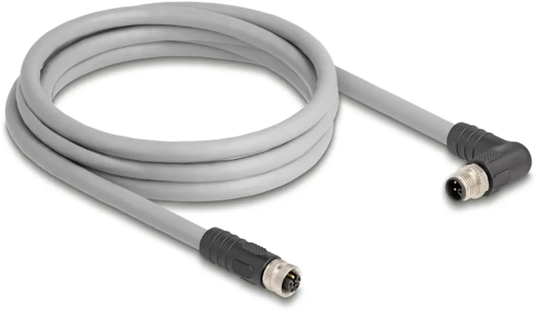 Delock M12 L-coded Kabel 5-polig - 3m - Zwart