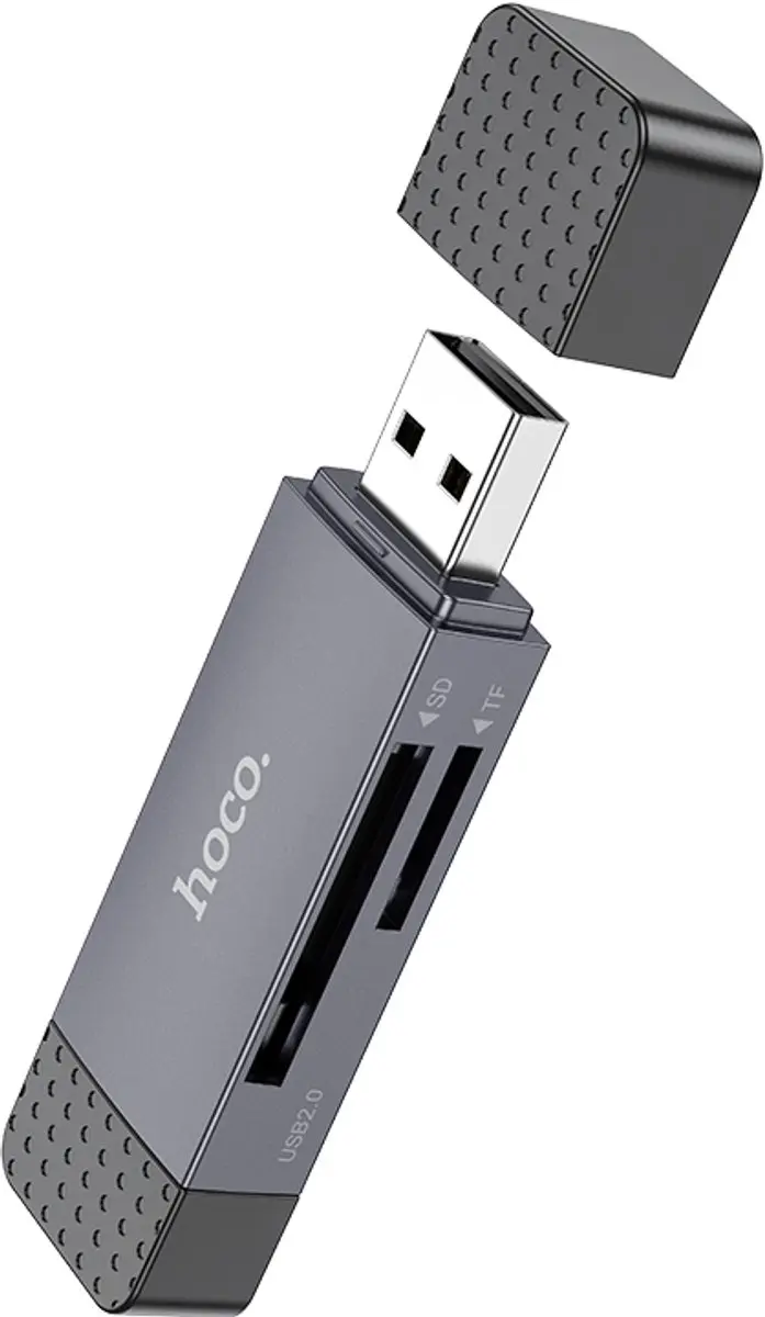 Hoco 2-in-1 Card Reader USB-C/USB 3.0 - Grijs