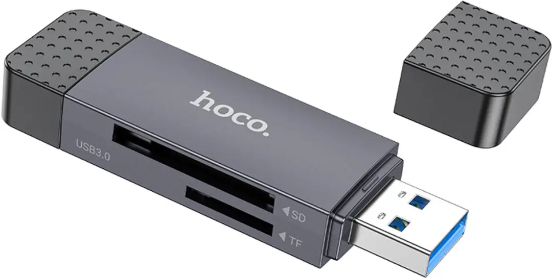 Hoco 2-in-1 Card Reader USB-C/USB 3.0 - Grijs
