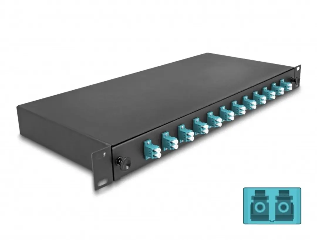 Delock 19" Optical Fiber Splice Box 12xLC OM3