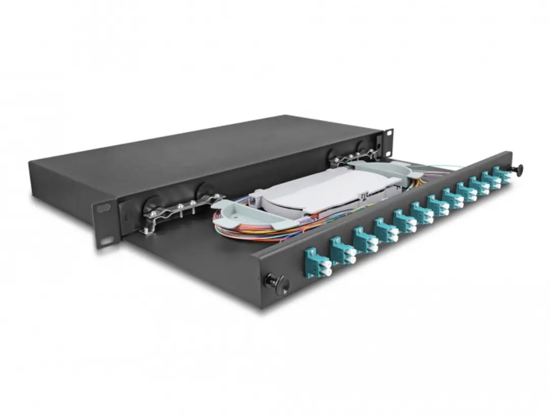 Delock 19" Optical Fiber Splice Box 12xLC OM3 - Zwart