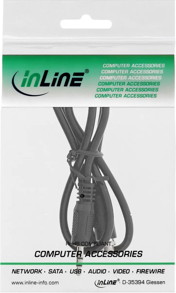 InLine 3,5mm Jack Adapter - 0,6m - Zwart