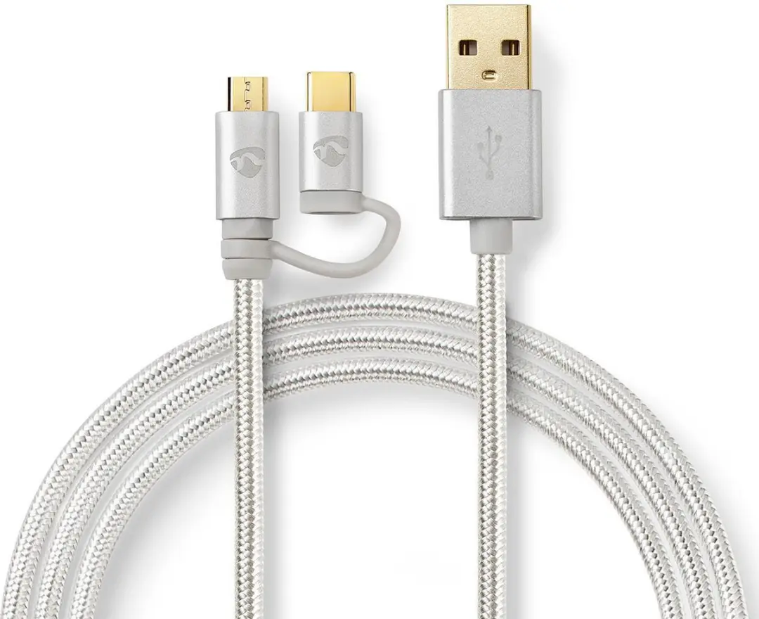 Nedis 2-in-1 USB 2.0 Kabel USB-A naar USB-C 480 Mbps 1m