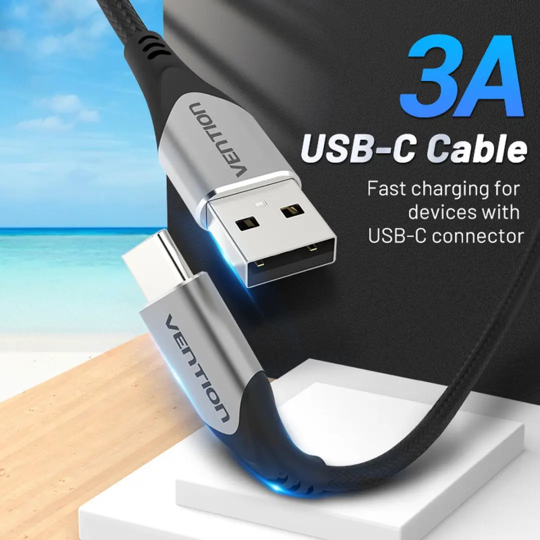 Vention CODHG USB 2.0 Kabel 1,5m USB-A naar USB-C - Aluminium/Zwart