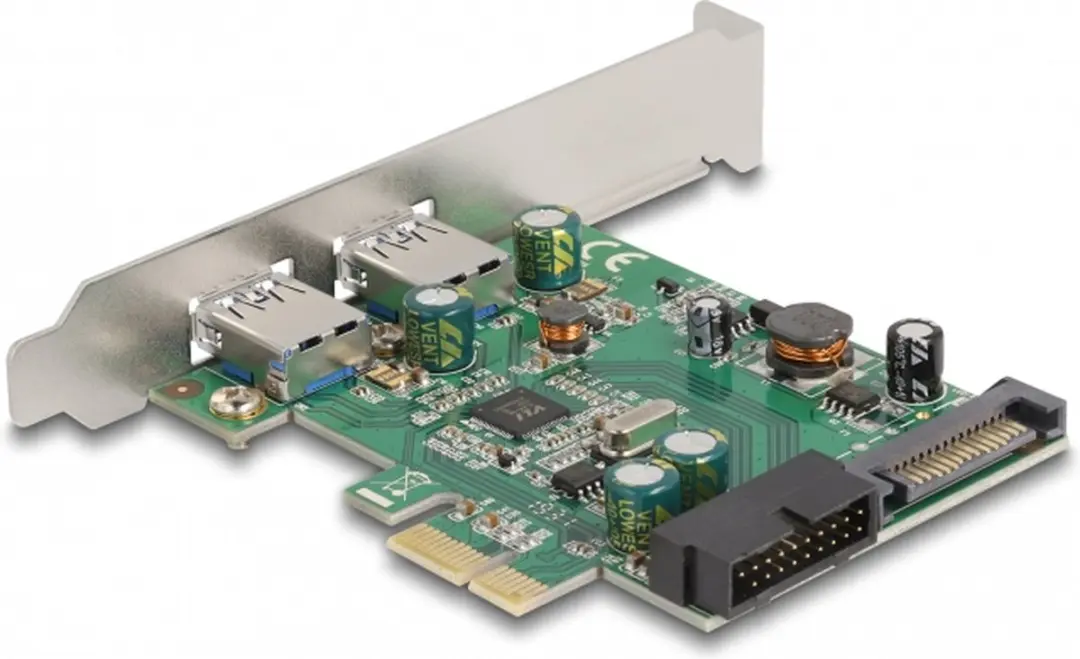 Delock PCIe Kaart 2x USB 3.2 Gen 1 Type-A + 1x Header - Zilver