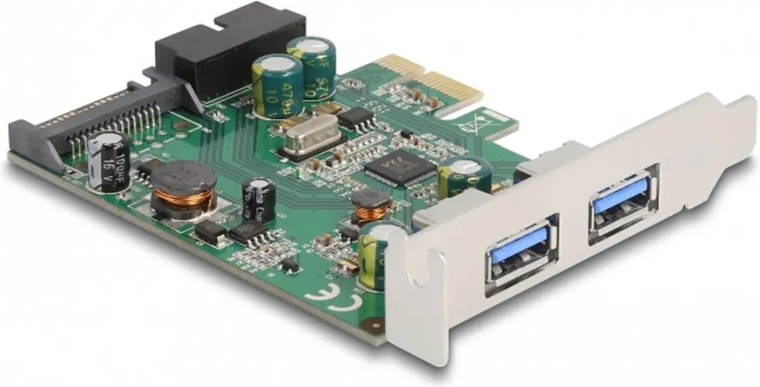 Delock PCIe Kaart 2x USB 3.2 Gen 1 Type-A + 1x Header - Zilver