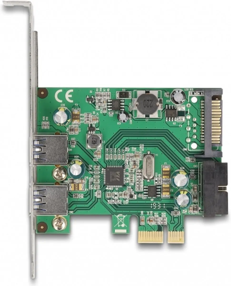 Delock PCIe Kaart 2x USB 3.2 Gen 1 Type-A + 1x Header - Zilver