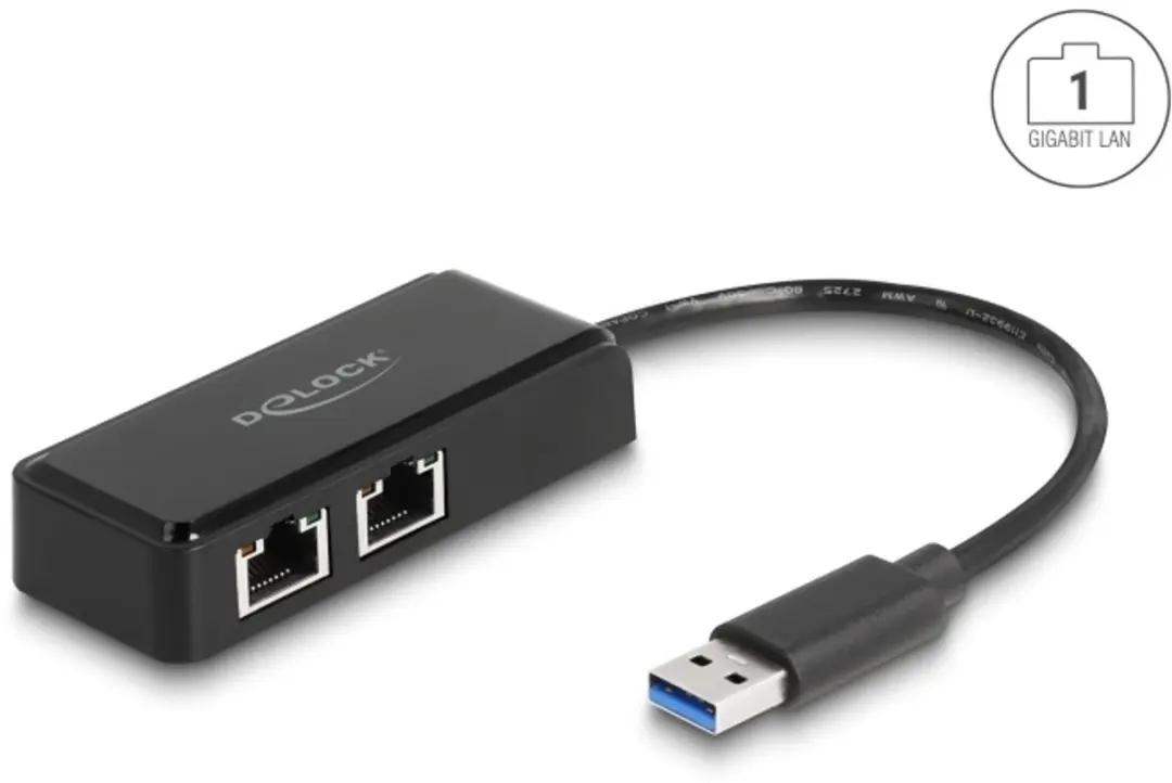 Delock USB Type-A naar 2x Gigabit LAN Adapter