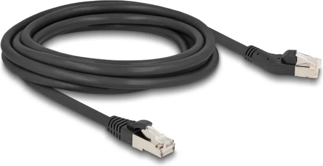 Delock Cat.6A S/FTP RJ45 Kabel 45° Links - 3m - Zwart