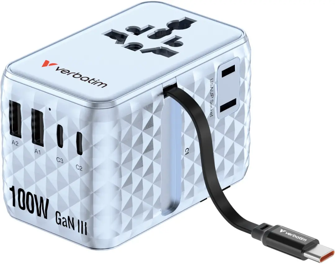 Verbatim EU VK VS Reisadapter - 2x USB-C + 2x USB-A - Blauw